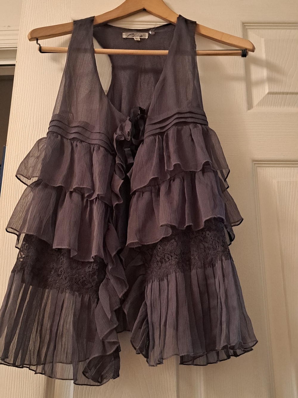 Cecico Dark Charcoal Layered Ruffle Vest